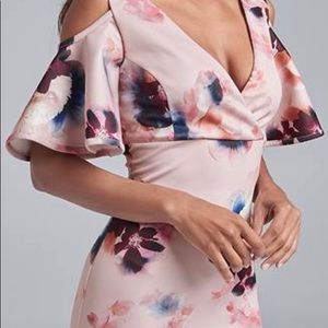 Cold-Shoulder Floral Dress